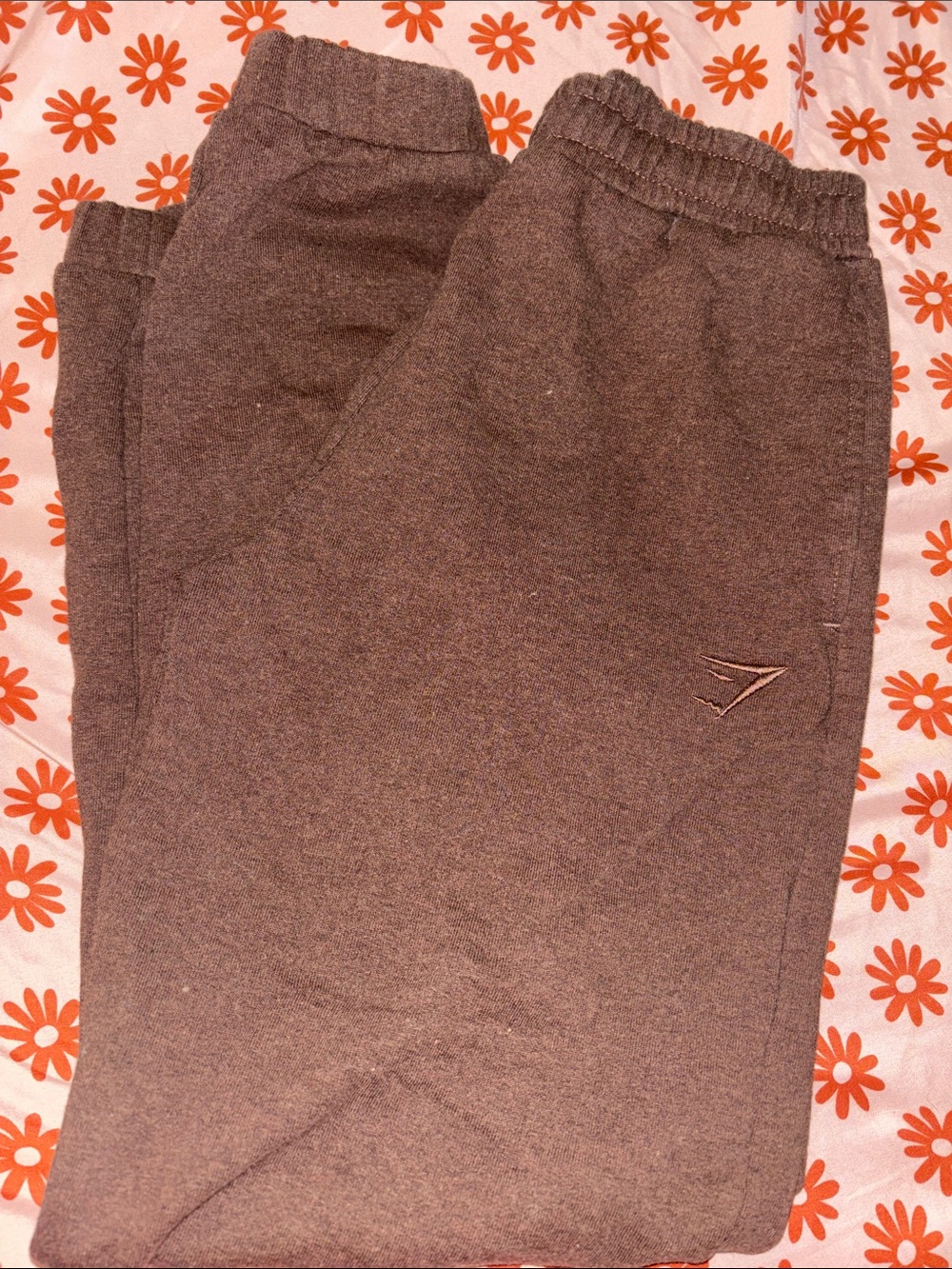 Gymshark Dark Brown Heather Joggers with Embroidered Logo